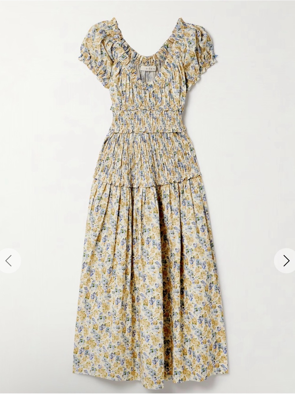DOEN Leanne shirred floral-print cotton-voile midi dress